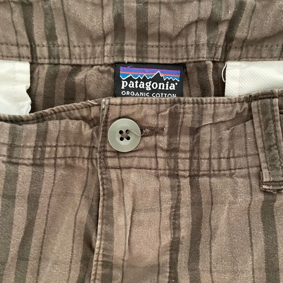 Patagonia Organic Cotton Striped Cargo Shorts Men's Size 36 Brown - Picture 2 of 13